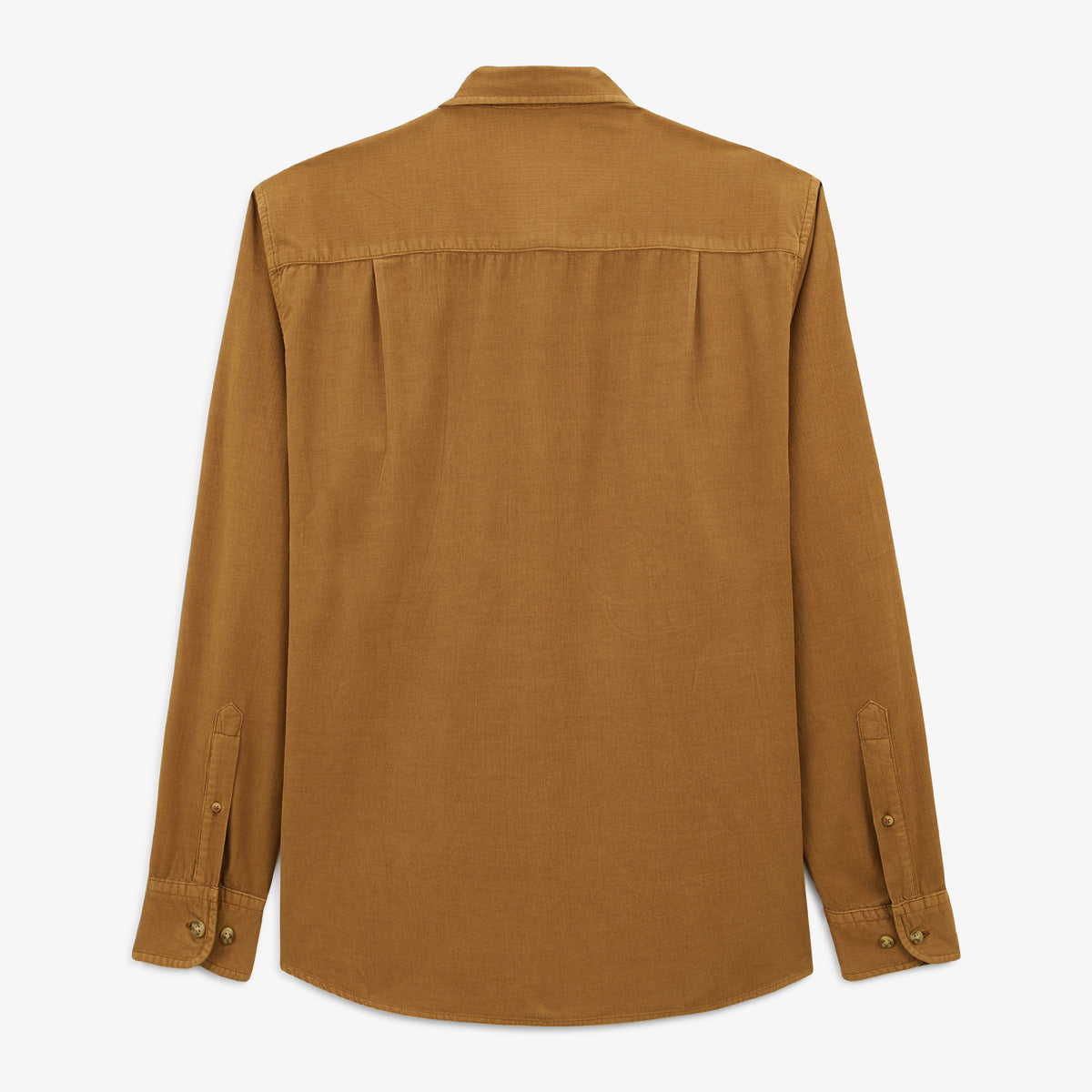 Charles Men's Hazelnut Brown Velvet Cotton Long-Sleeved Shirt SERGE BLANCO
