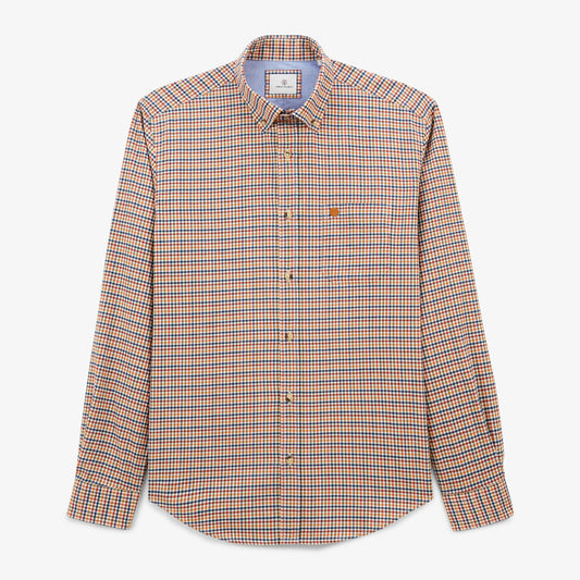 Charles Men's SERGE BLANCO long-sleeved shirt in small copper check twill