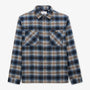 Clovis Men's Blue Brushed Flannel Check Long-Sleeved Shirt with Double Chest Pockets SERGE BLANCO