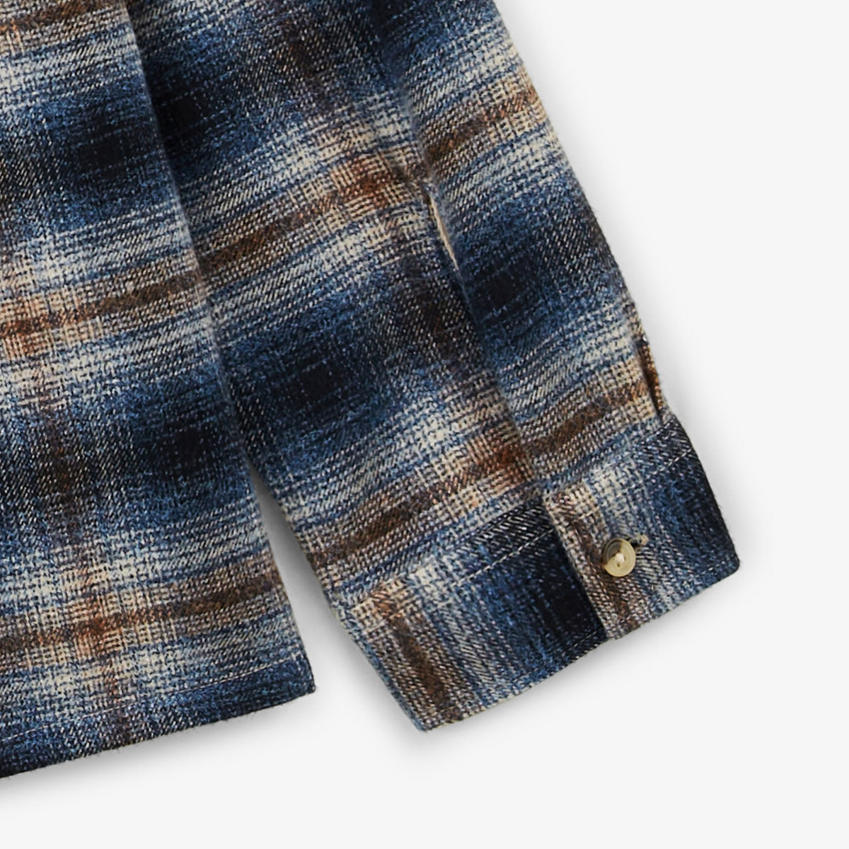 Clovis Men's Blue Brushed Flannel Check Long-Sleeved Shirt with Double Chest Pockets SERGE BLANCO