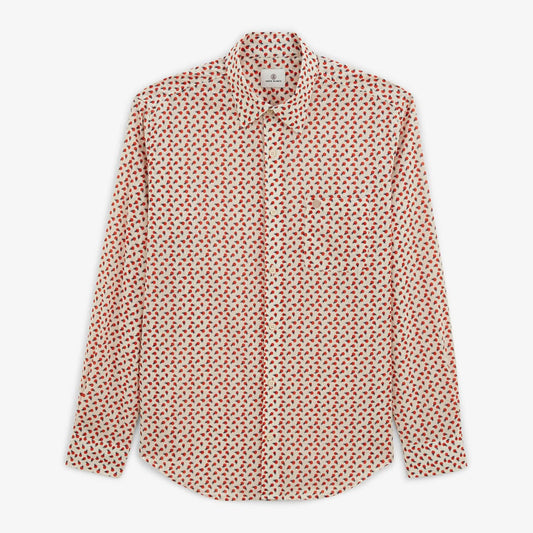 Men's Off-White Cotton Long-Sleeved Shirt with Patterns SERGE BLANCO
