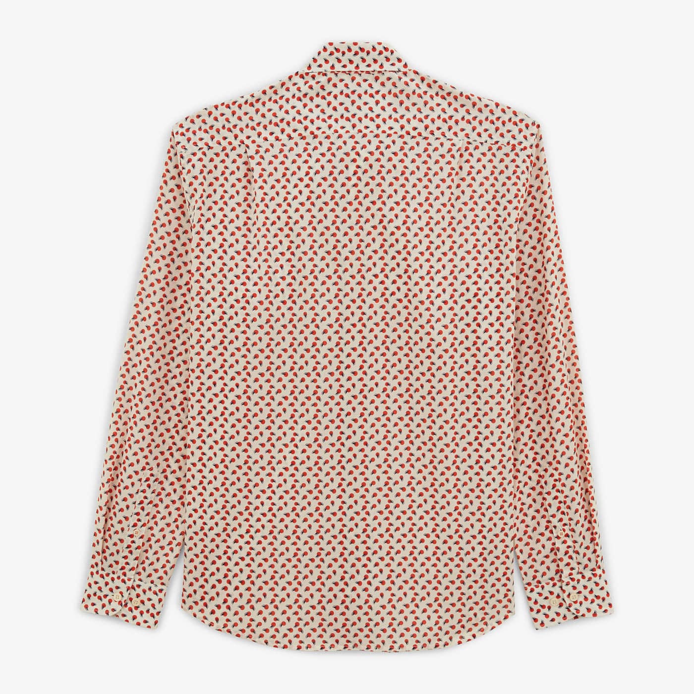 Men's Off-White Cotton Long-Sleeved Shirt with Patterns SERGE BLANCO