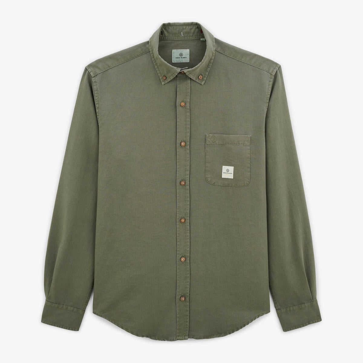 Carl Men's Long Sleeve Oxford Shirt in Teak Green SERGE BLANCO