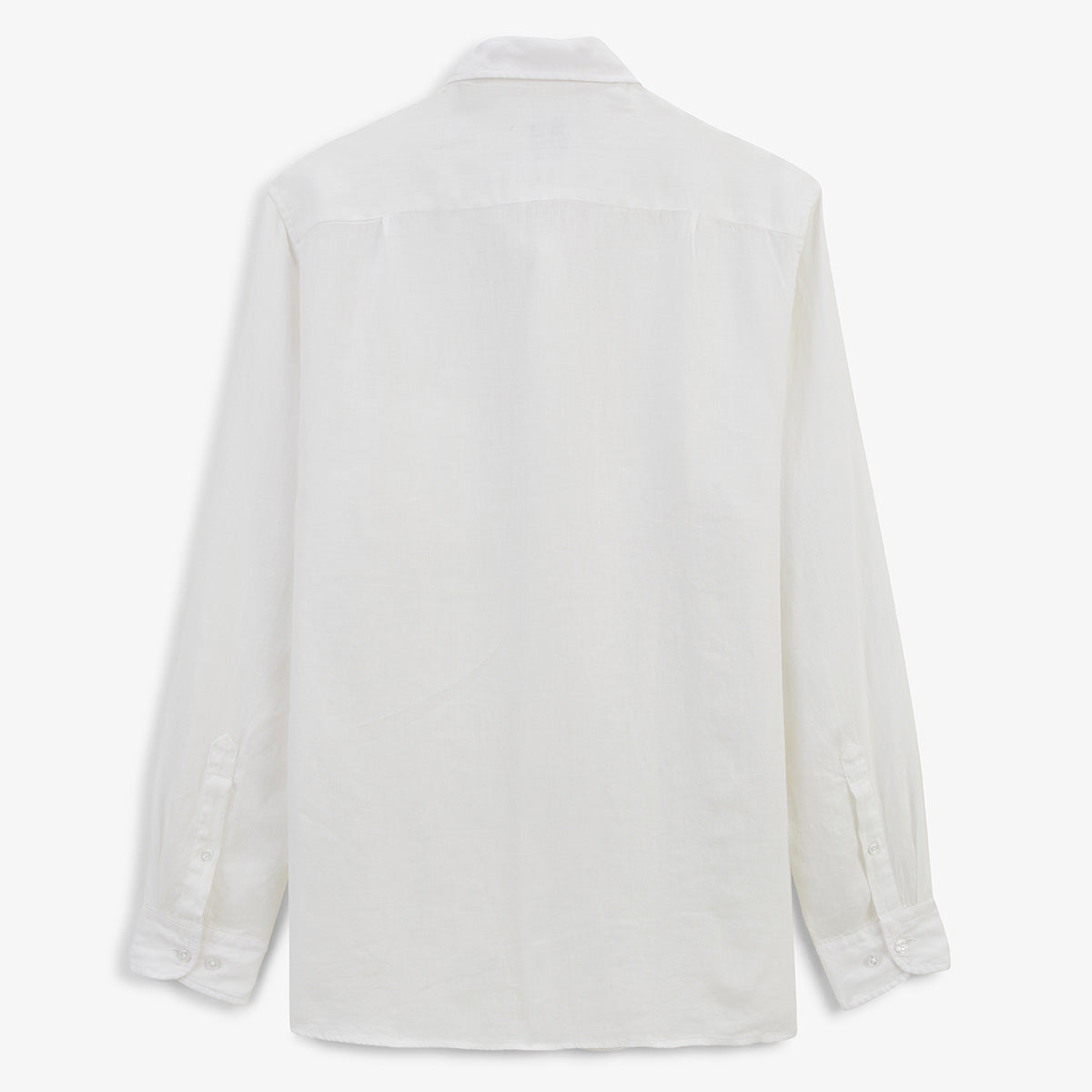 Plain white long-sleeved linen shirt for men by SERGE BLANCO