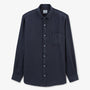 Men's plain long-sleeved shirt in carbon gray linen by SERGE BLANCO