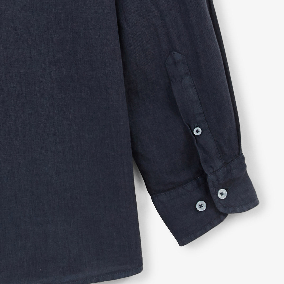 Men's plain long-sleeved shirt in carbon gray linen by SERGE BLANCO