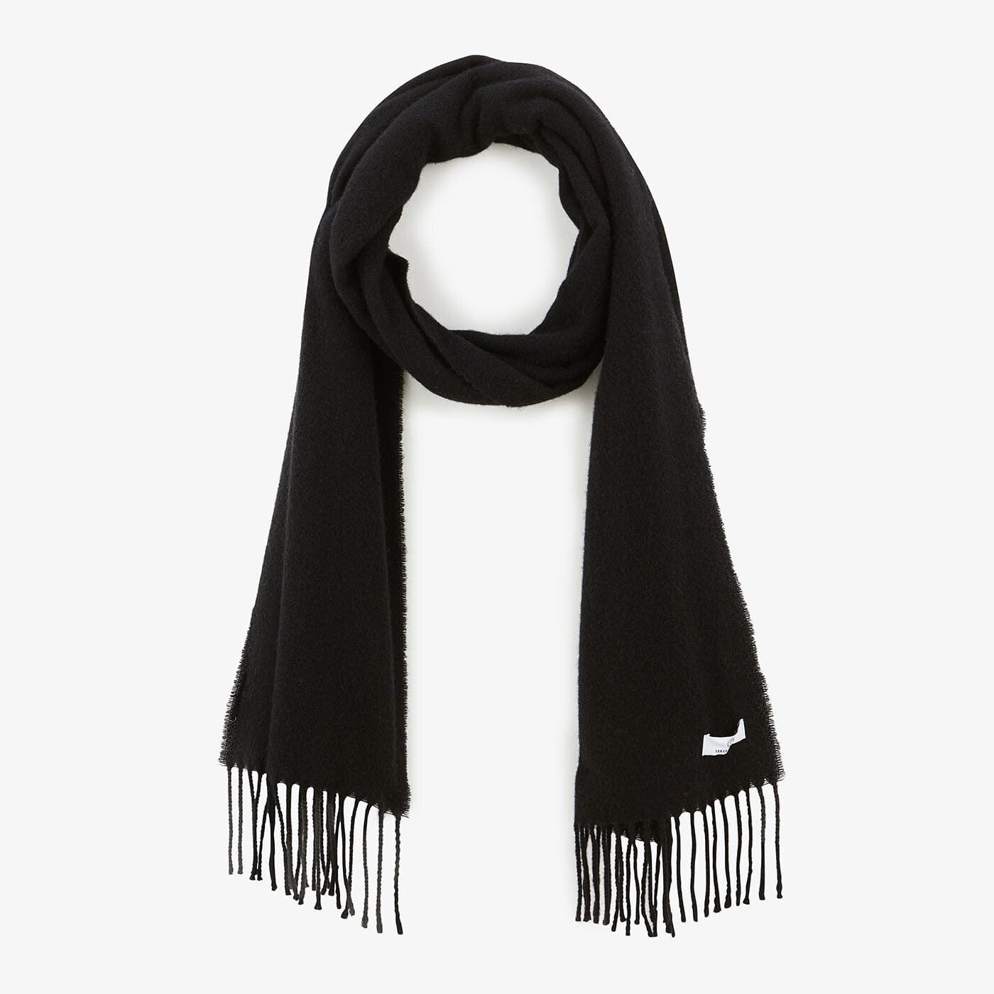 Plain black wool scarf