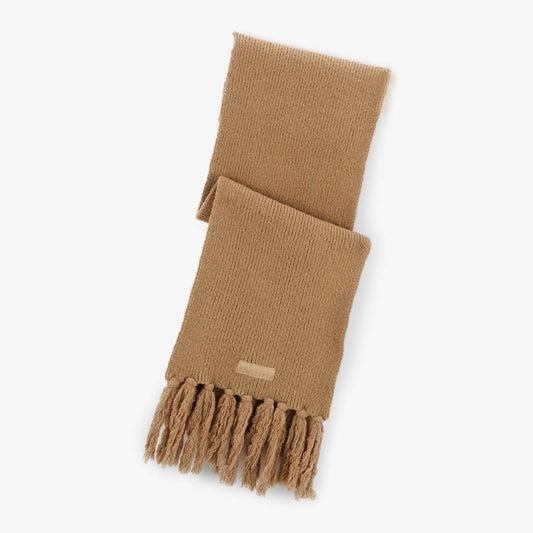 Men's plain hazelnut brown fringed scarf SERGE BLANCO