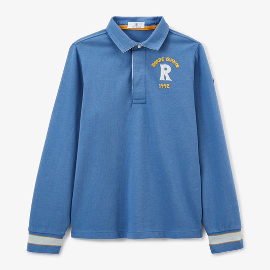 Lior Homme SERGE BLANCO blue cotton long-sleeved boys' rugby shirt