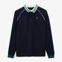 Men's Navy Blue Long Sleeve Rugby Shirt with Piped Collar SERGE BLANCO
