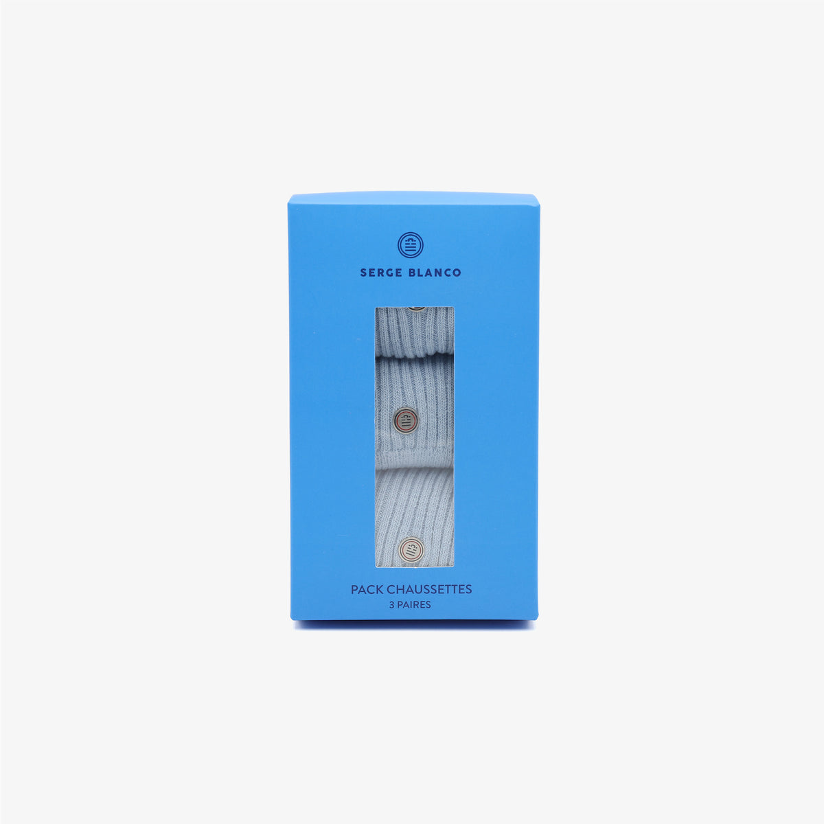 Pack of 3 pairs of plain sky blue long socks by SERGE BLANCO