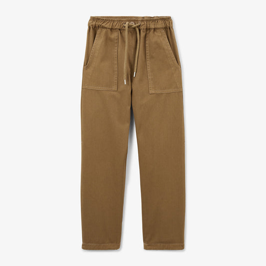 550 wide-leg pants for boys in shitake brown by SERGE BLANCO
