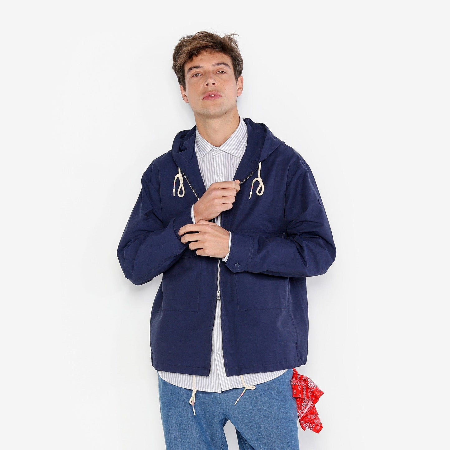 SERGE BLANCO Men's Blue Dolan Nautical Parka