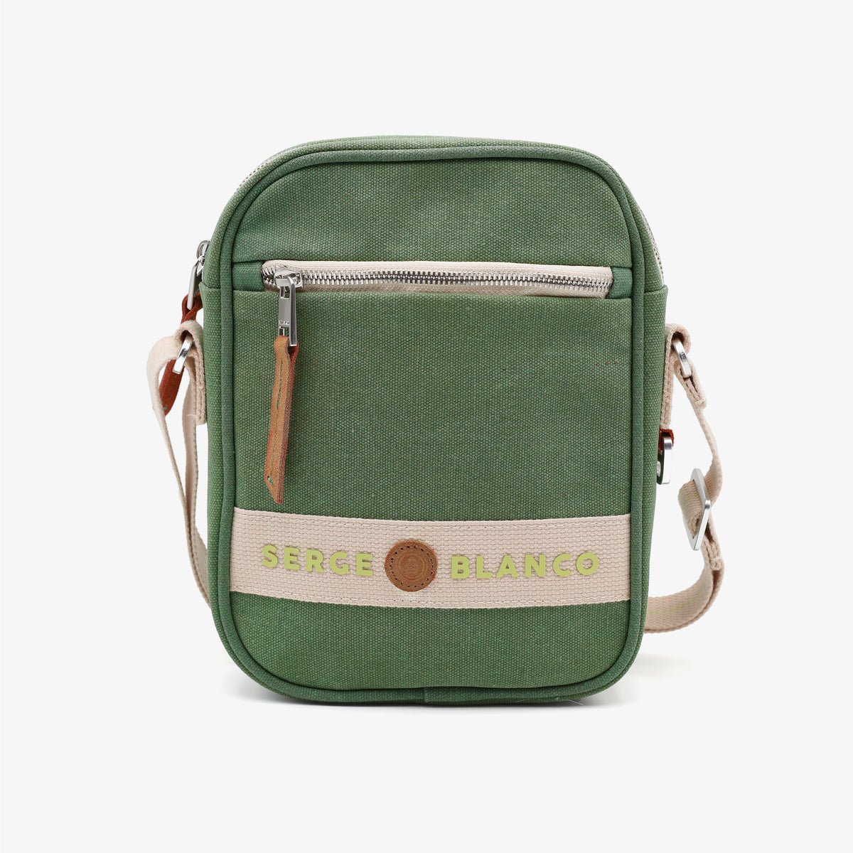 Small military green SERGE BLANCO bellows bag