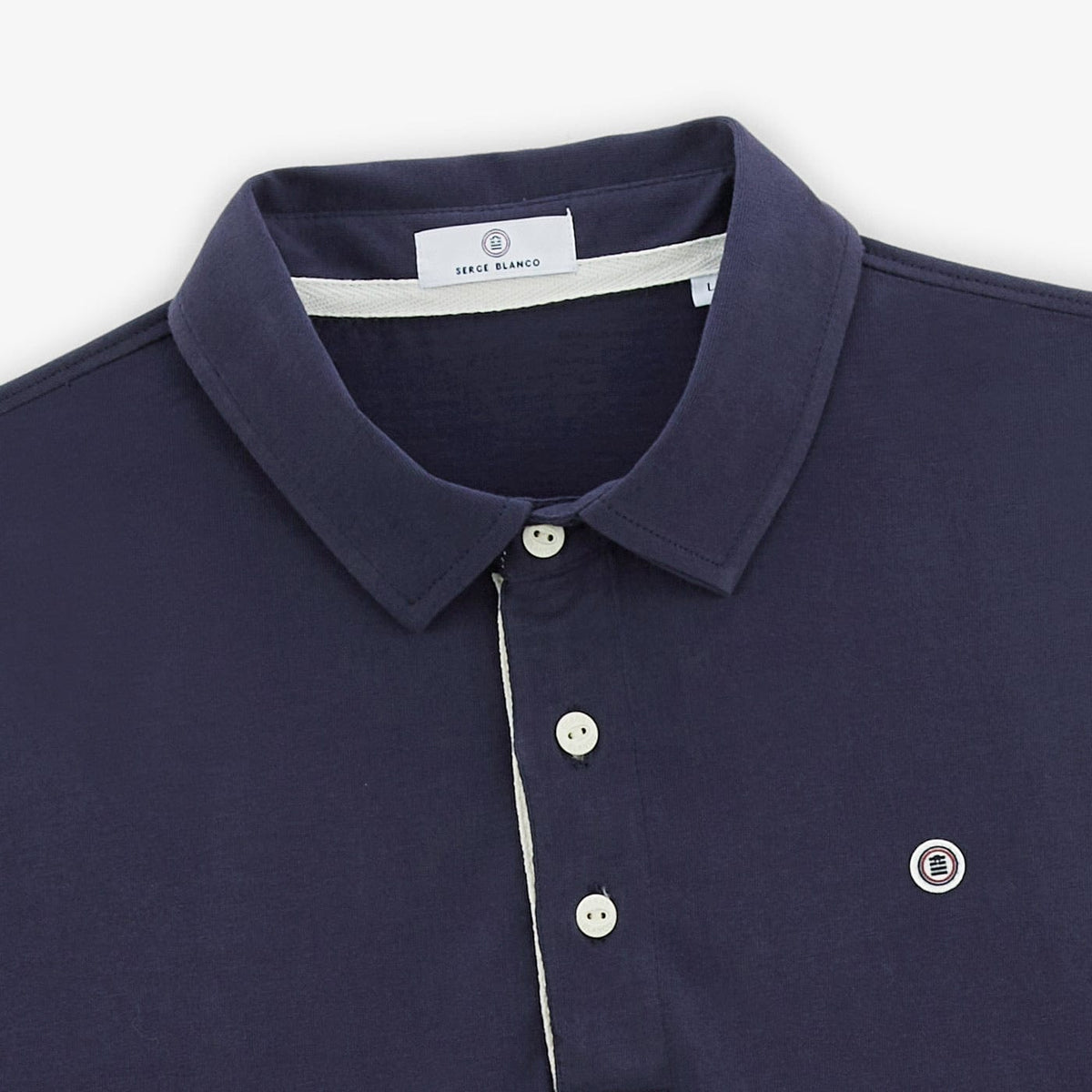 Men's Short-Sleeved Rugby Polo Shirt in Midnight Blue Cotton Jersey by SERGE BLANCO