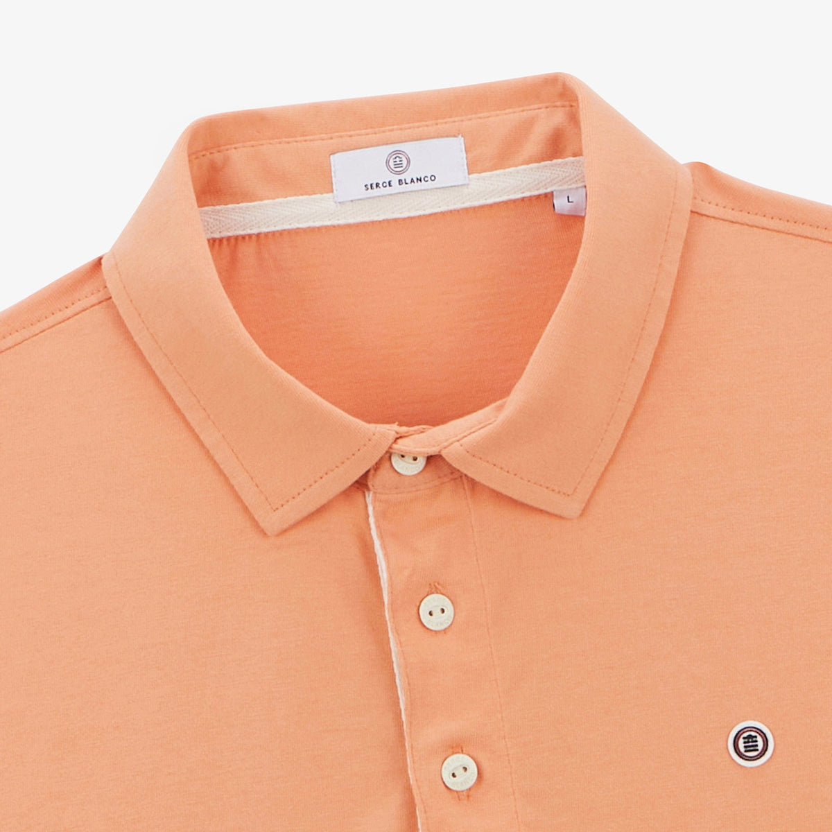 Men's Short-Sleeved Rugby Polo Shirt in Coral Cotton Jersey by SERGE BLANCO