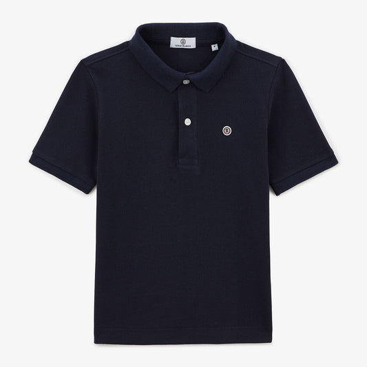 Dark Blue Cotton Short-Sleeved Junior Polo Shirt SERGE BLANCO
