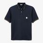 Short-sleeved polo shirt in embossed cotton with dark navy blue piping Lorca Men SERGE BLANCO