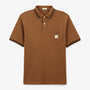 Men's Brown Embossed Cotton Short-Sleeved Polo Shirt with Trim Lorca SERGE BLANCO