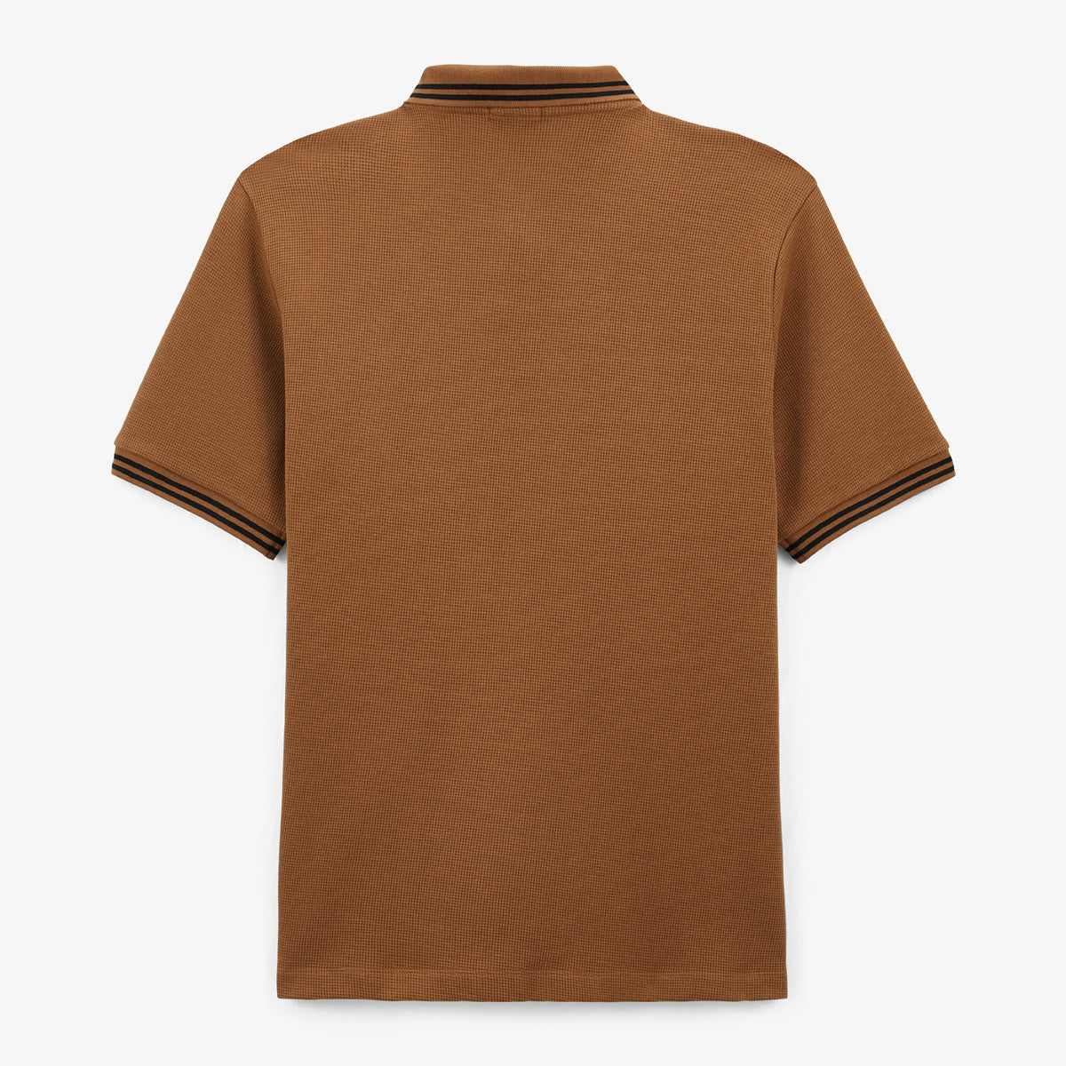 Men's Brown Embossed Cotton Short-Sleeved Polo Shirt with Trim Lorca SERGE BLANCO
