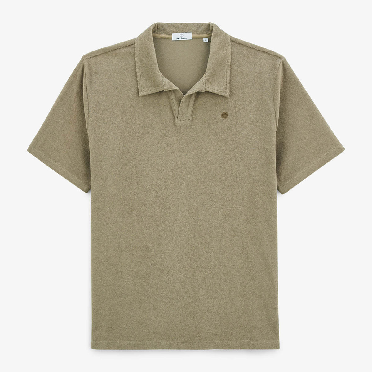 Lane Short Sleeve Polo Shirt in Teak Green Cotton Terry Cloth for Men SERGE BLANCO
