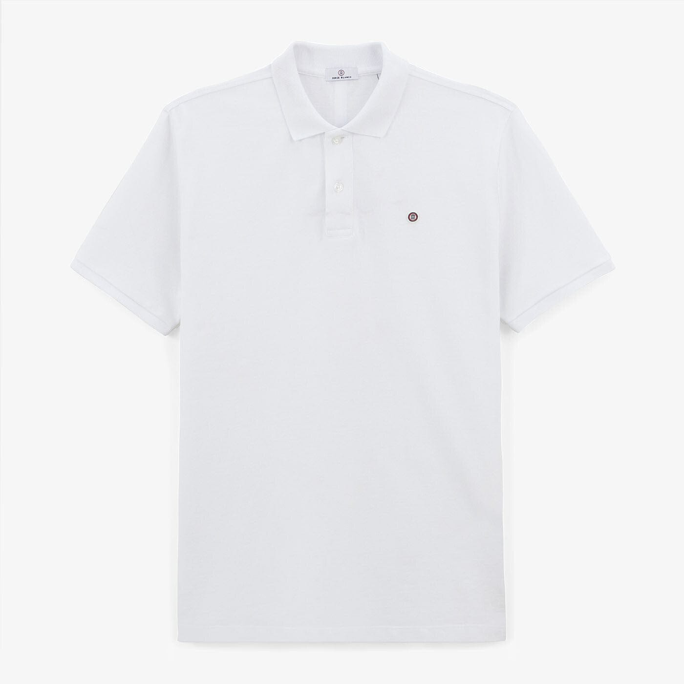 Lucas Short-Sleeved Piqué Polo Shirt in White Cotton, Loose Fit, Men's SERGE BLANCO