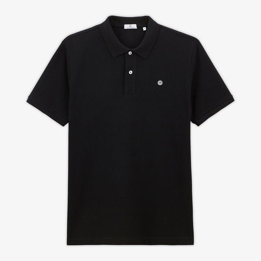 Lucas Short-Sleeved Cotton Piqué Polo Shirt in Black, Loose Fit, Men's SERGE BLANCO