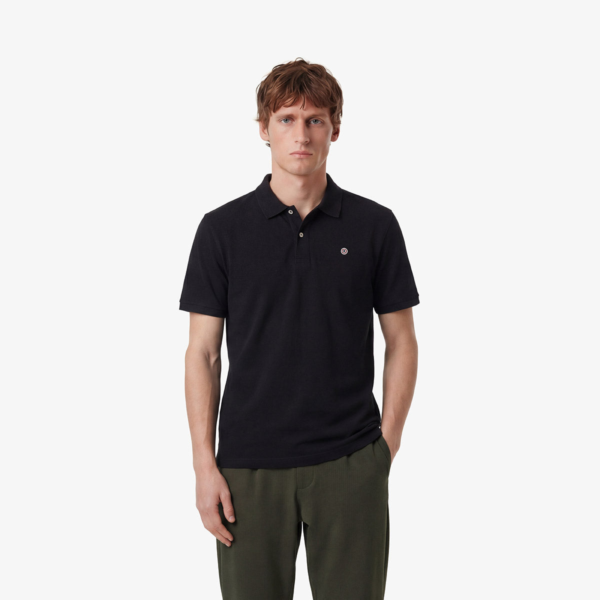 Lucas Short-Sleeved Cotton Piqué Polo Shirt in Black, Loose Fit, Men's SERGE BLANCO