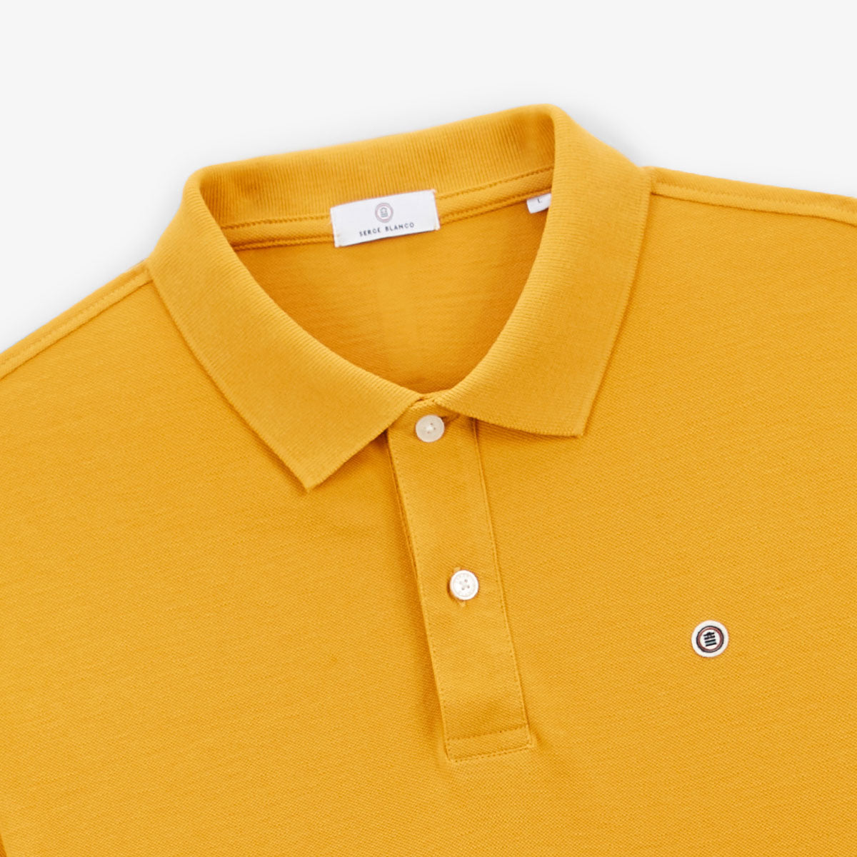 Lucas Yellow Gold Men's Short-Sleeved Cotton Piqué Polo Shirt SERGE BLANCO