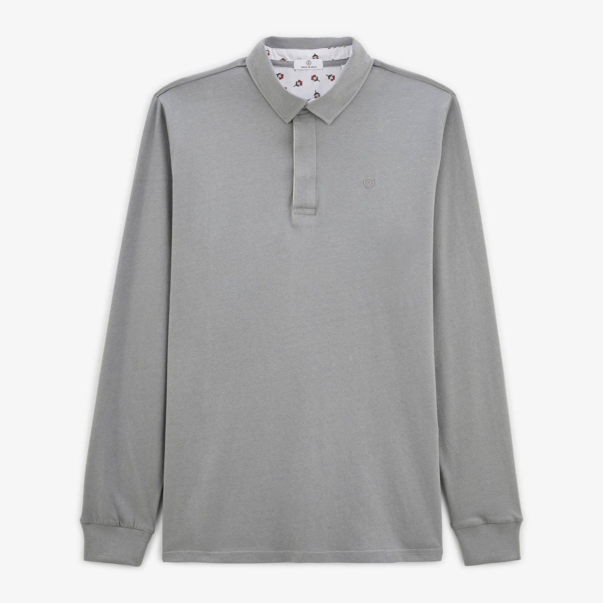 Loevan Long Sleeve Rugby Polo Shirt with Polo Collar in Slate Gray Cotton for Men SERGE BLANCO