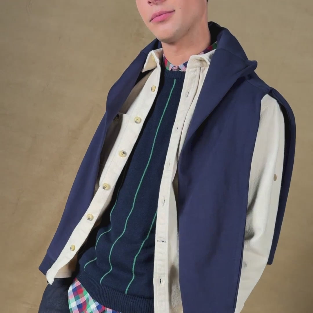 Milo navy blue cotton and wool striped sweater