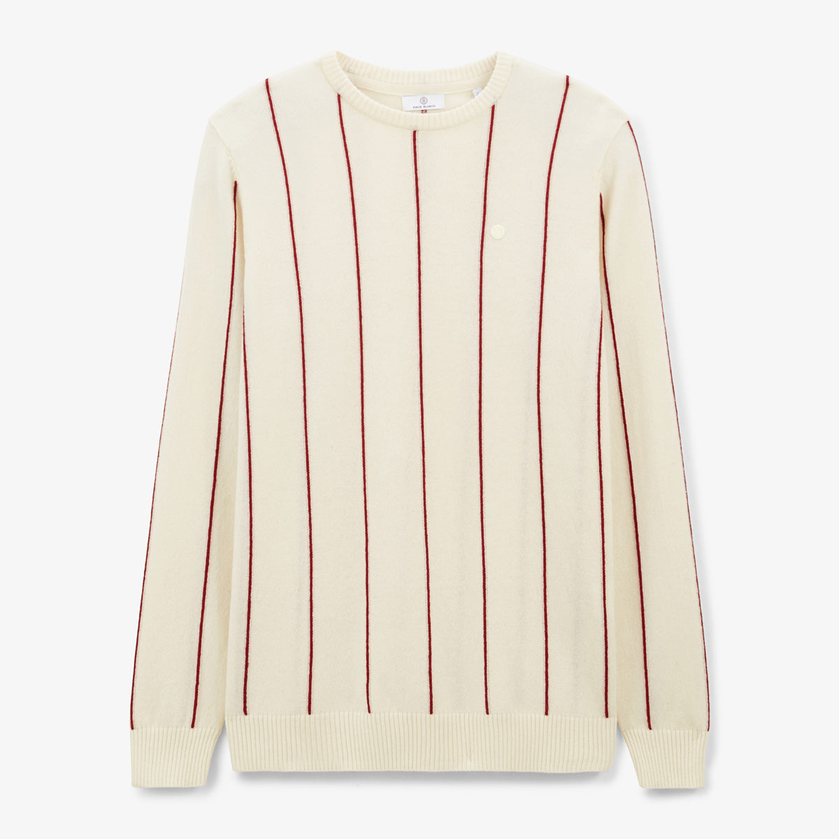 Milo Men's Ivory White Cotton and Wool Striped Sweater SERGE BLANCO