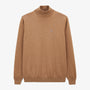 Men's Mica high-neck sweater in hazelnut brown cotton and wool by SERGE BLANCO