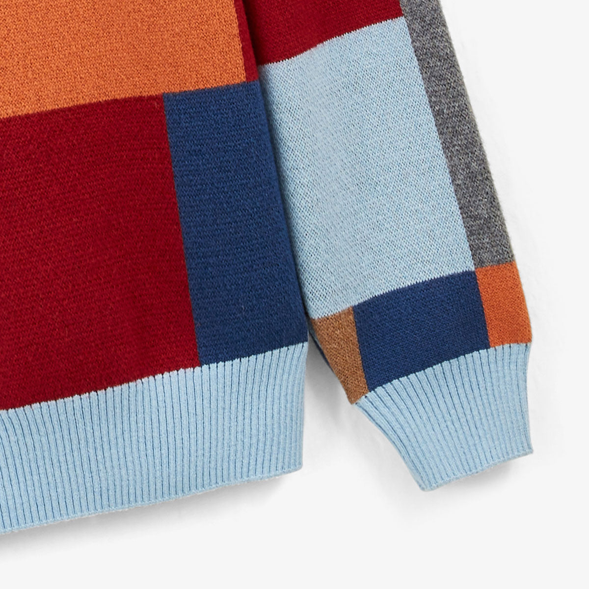 Malo Men's Round Neck Cotton and Wool Patchwork Sweater SERGE BLANCO