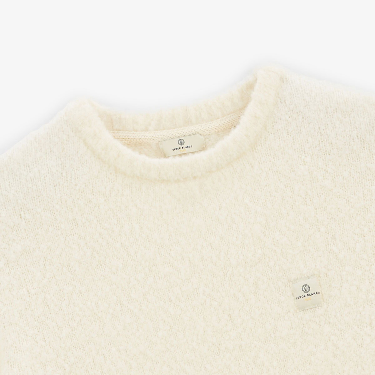 Masao Men's Ivory White Bouclé Wool Sweater SERGE BLANCO