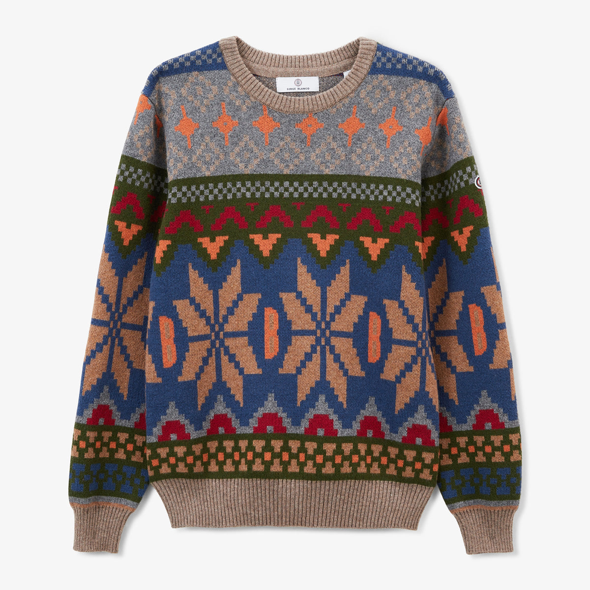 Manel round-neck cotton and wool Jacquard patterned sweater for boys by SERGE BLANCO
