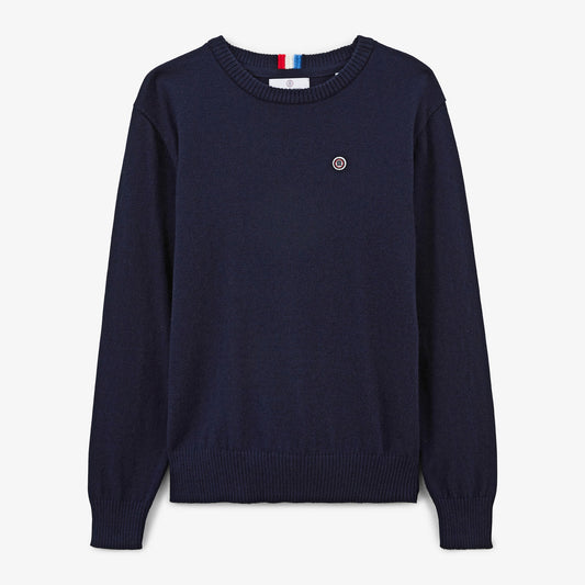 Junior Cotton and Wool Sweater in Dark Navy Blue Maximus SERGE BLANCO