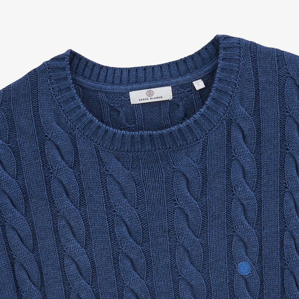 Mathéo Men's Blue Cable Knit Sweater SERGE BLANCO