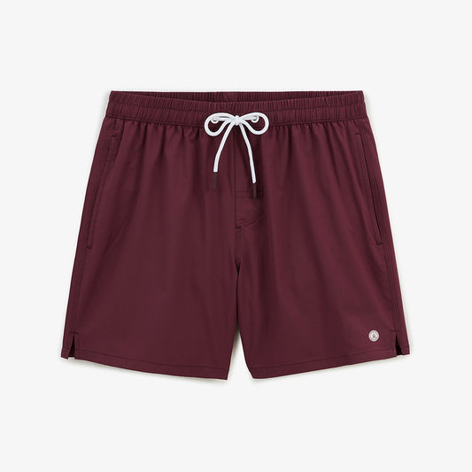 Nestor plain burgundy red men's swim shorts, serge blanco