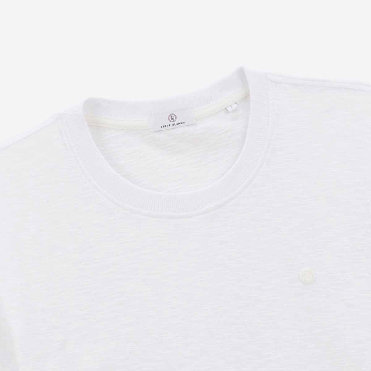Men's White Flamed Cotton T-shirt SERGE BLANCO