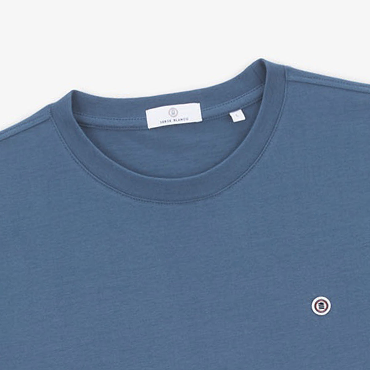 Men's Blue Cotton Short Sleeve Round Neck T-Shirt Théo SERGE BLANCO