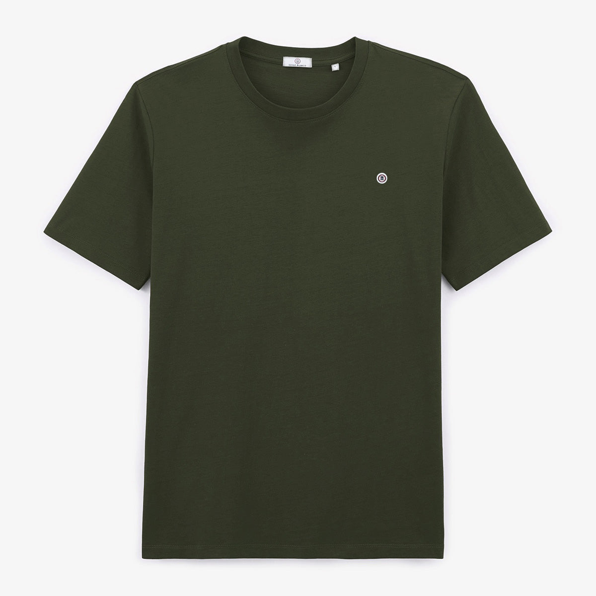 Men's Short-Sleeved Round Neck Cotton T-Shirt in English Green Théo SERGE BLANCO