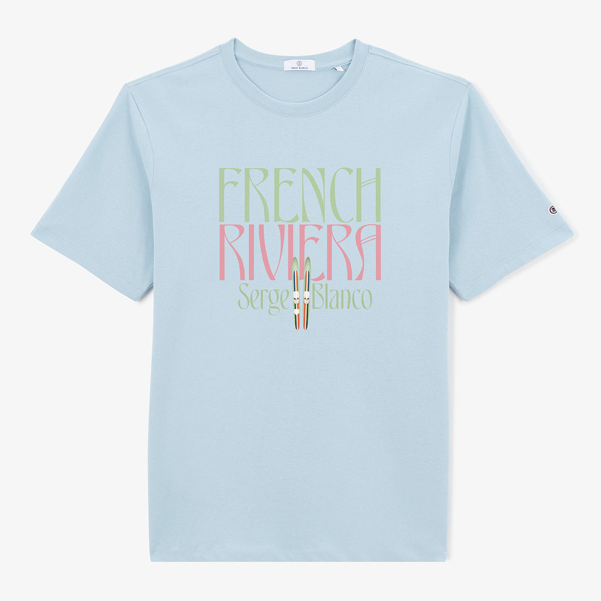 French Riviera Toumani Sky Blue Men's Short Sleeve Round Neck T-Shirt SERGE BLANCO