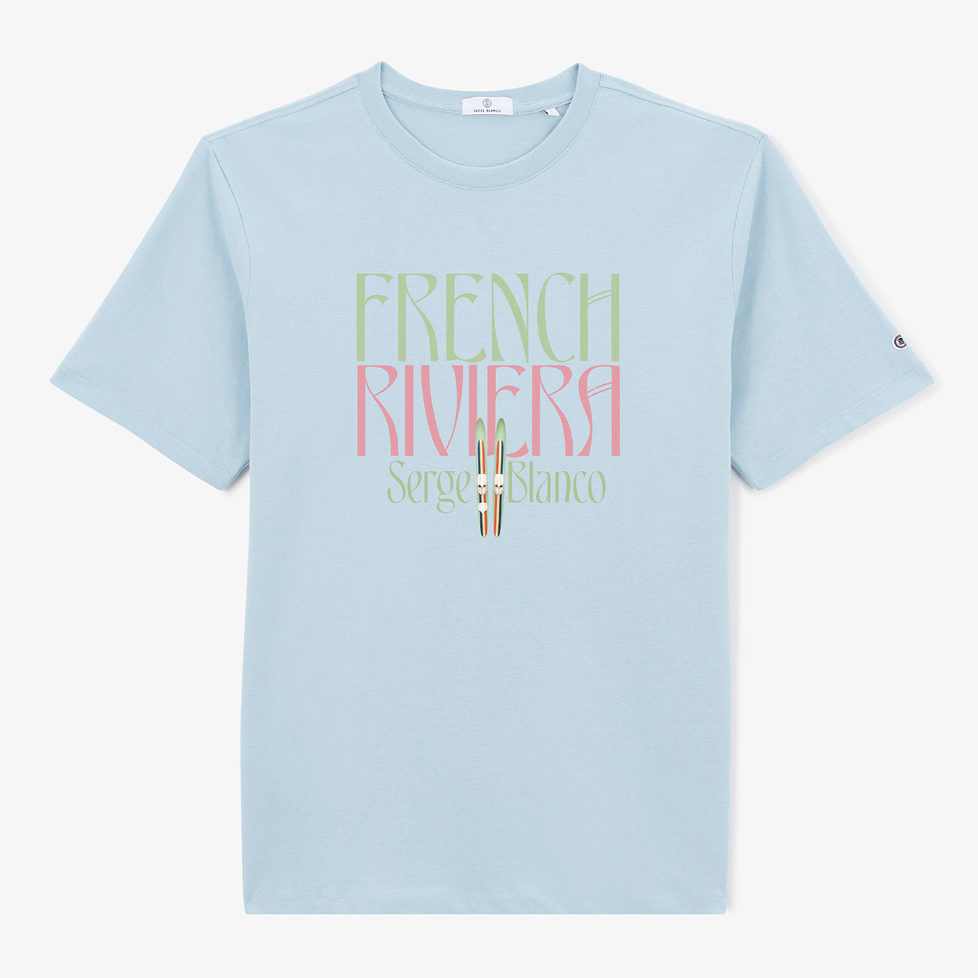 French Riviera Toumani Sky Blue Men's Short Sleeve Round Neck T-Shirt SERGE BLANCO