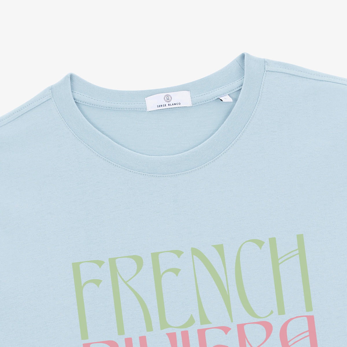 French Riviera Toumani Sky Blue Men's Short Sleeve Round Neck T-Shirt SERGE BLANCO