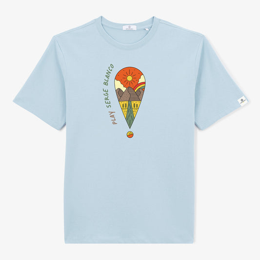 Men's Turner Sky Blue Short Sleeve Round Neck T-Shirt SERGE BLANCO