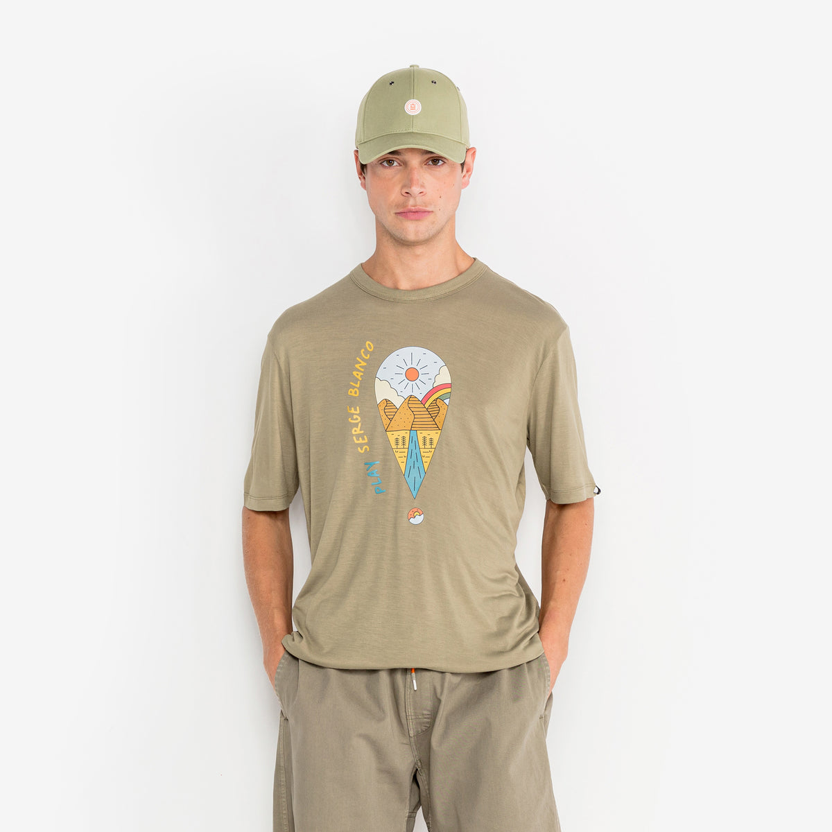 Turner Short Sleeve Round Neck T-Shirt in Khaki Green for Men by SERGE BLANCO