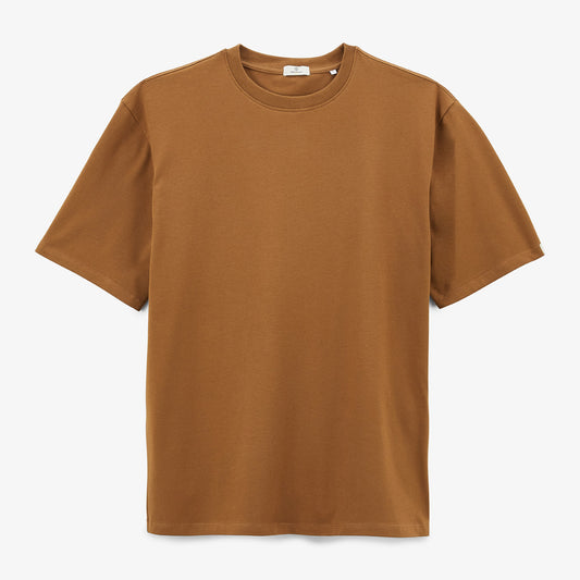 Men's Short-Sleeved Stretch Cotton T-Shirt in Hazelnut Brown Tarike SERGE BLANCO