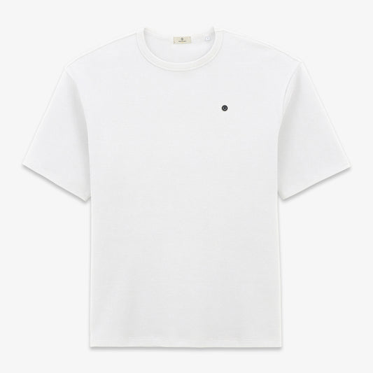Men's Oversized Short-Sleeved T-Shirt in White Embossed Cotton by SERGE BLANCO