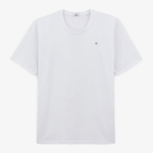 Theo round neck T-shirt in white cotton MEN SERGE BLANCO